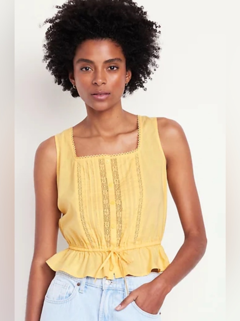 NWT Old Navy Tie-Waist Lace-Trim Top